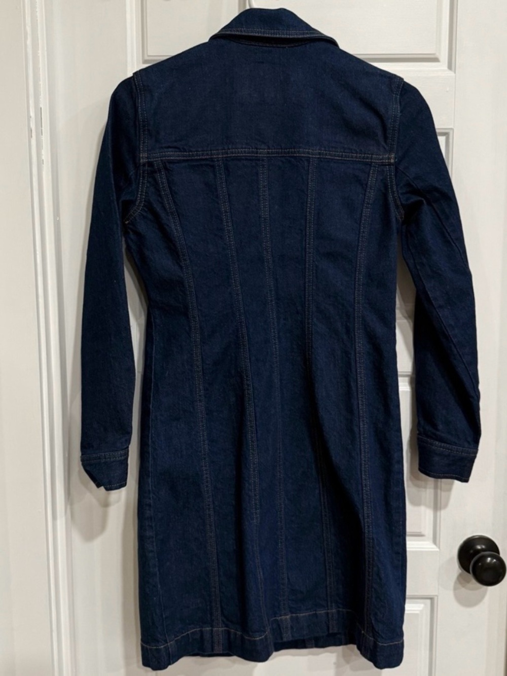 LOFT Dark Wash Denim Button Front Shirt Dress Long Sleeve Size 0 - Picture 3 of 3
